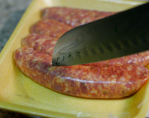 Slicing Hot Italian Sausage