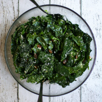 Simple Kale Salad with Golden Raisins and Romano
