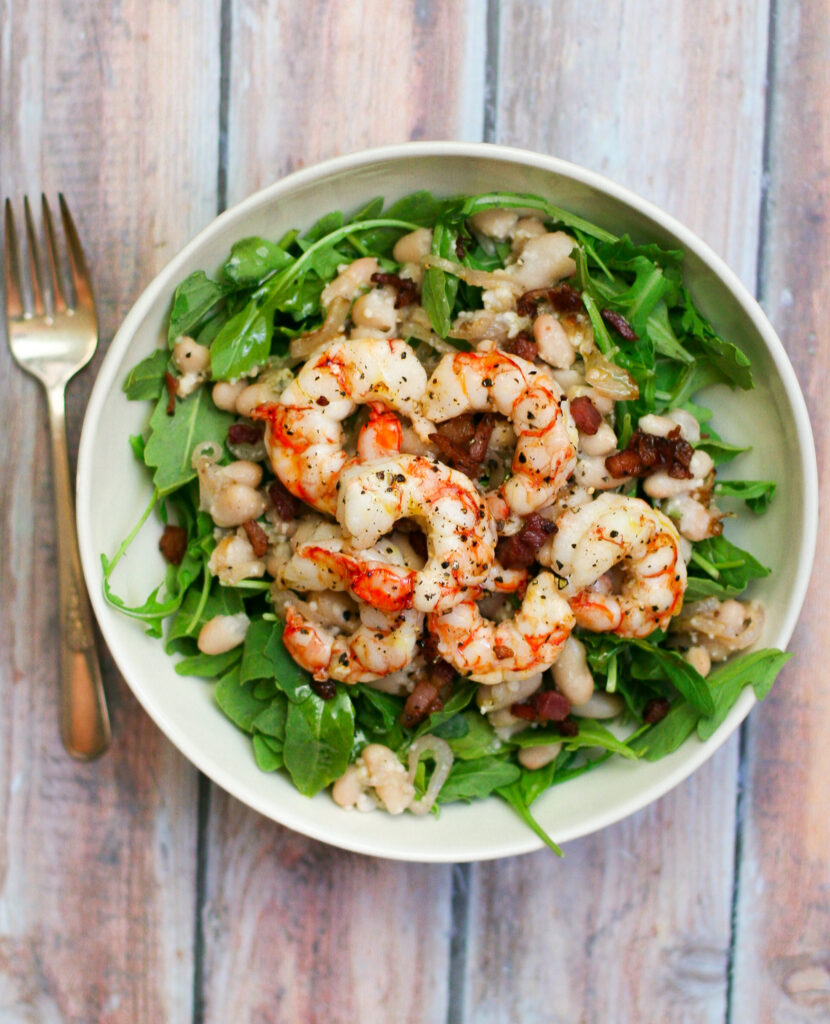 Roasted Shrimp Salad with Pancetta and White Beans