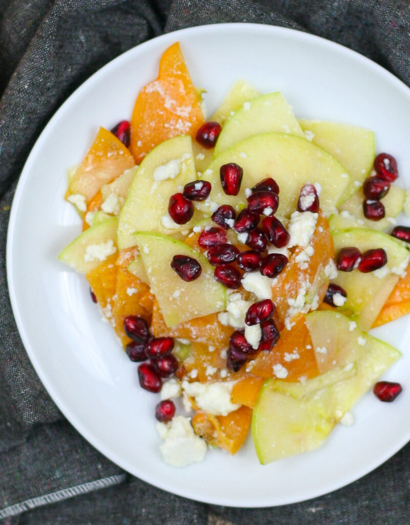 Shaved Persimmon and Apple Salad with Honey Lime Dressing