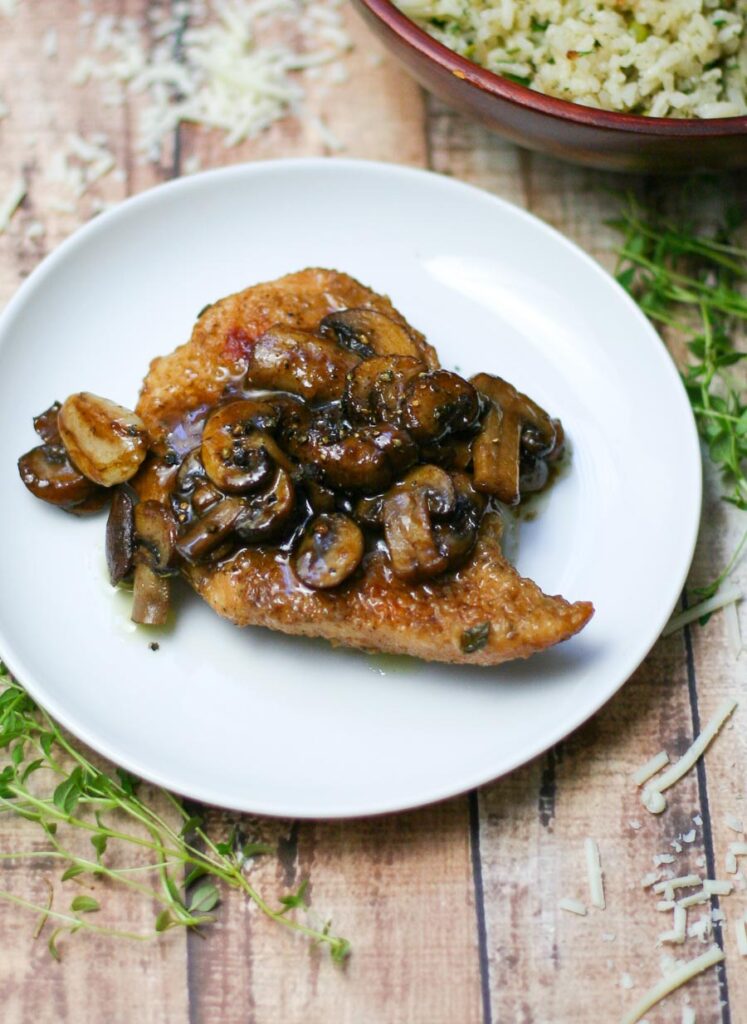 Pan Seared Chicken Breasts with Balsamic Mushrooms
